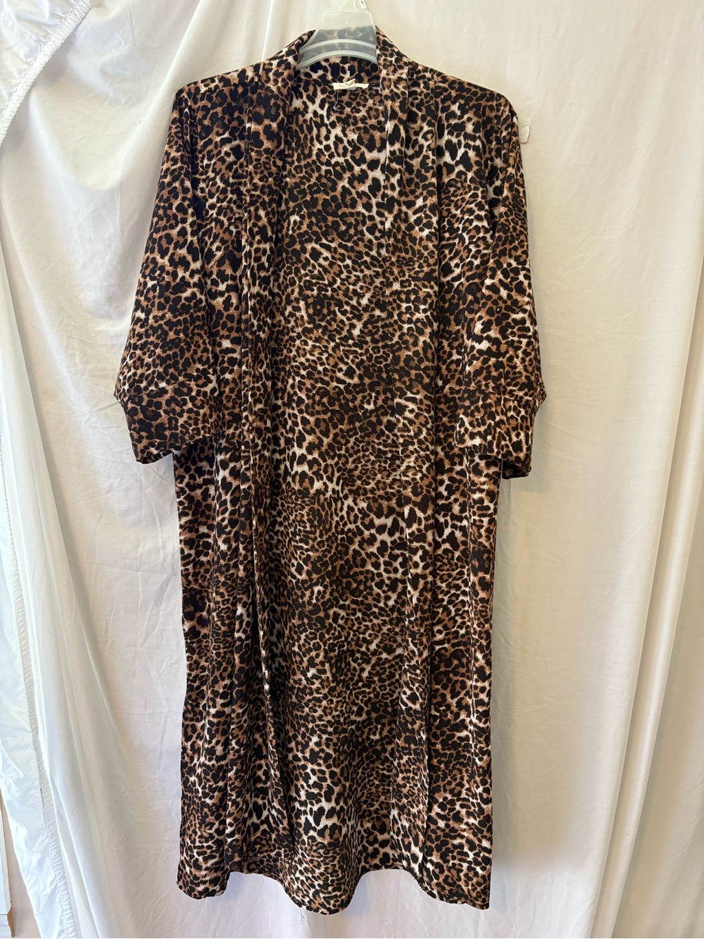 loralette Leopard Print Open Front Long Cardigan - Brown/Black
